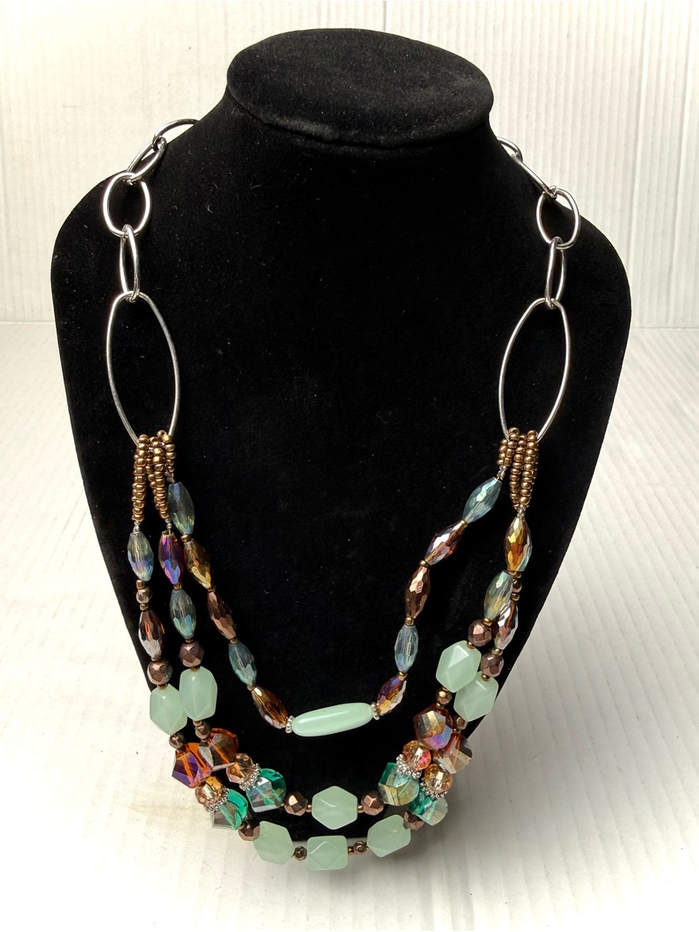 VINTAGE DKD DESIGNER Multistrand Necklace Chunky Beads Gemstones